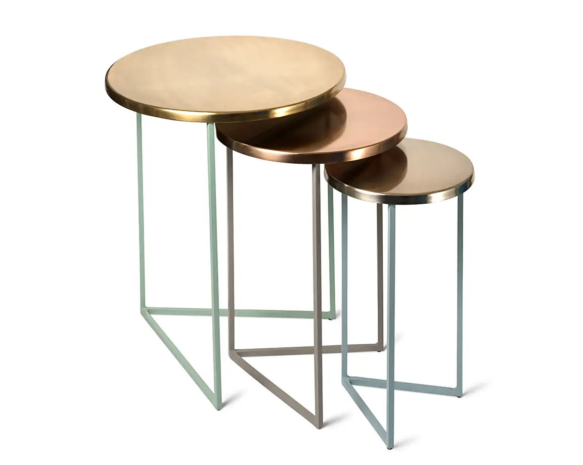 Metallic Round Nesting Tables Set of Three Oliver Bonas