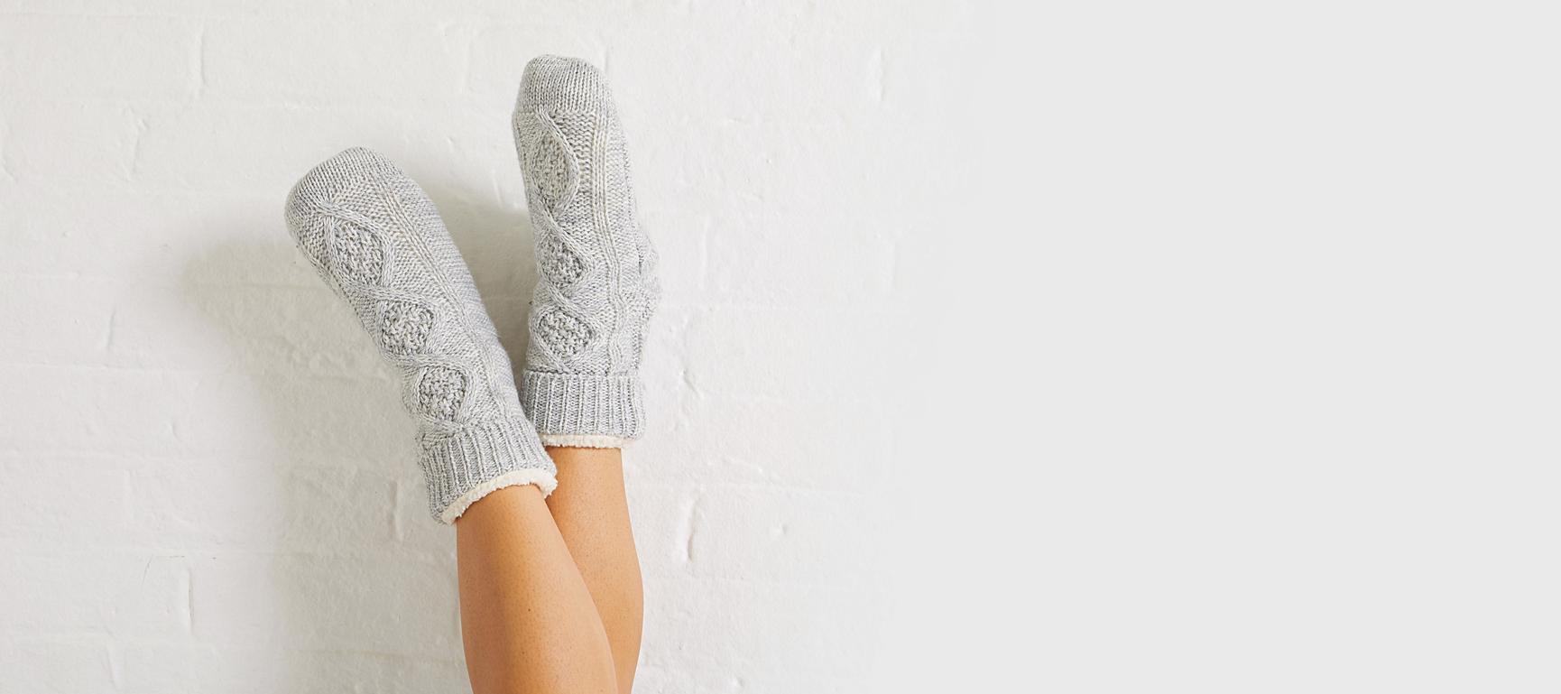 Knitted Grey Slipper Socks Oliver Bonas