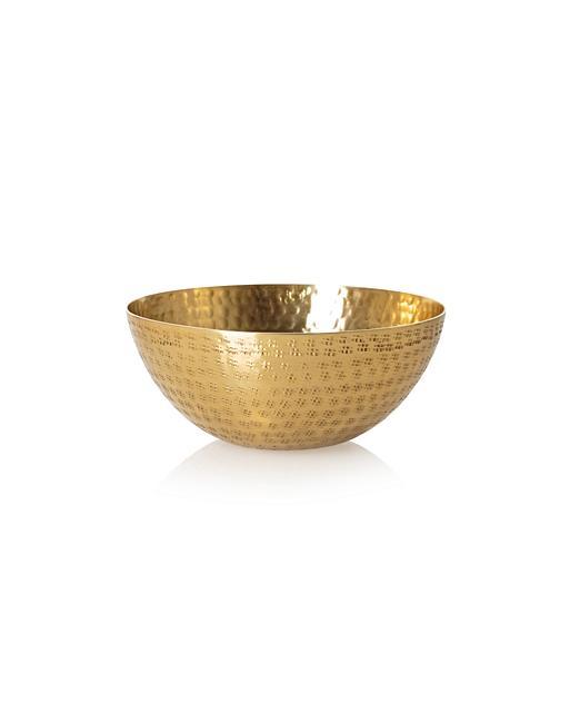 Large Gold Hammered Metal Bowl