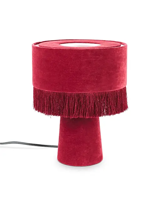 Ero Pink Velvet & Tassel Table Lamp Small Oliver Bonas
