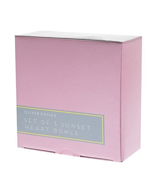 Set of Three Sunset Heart Bowls Oliver Bonas