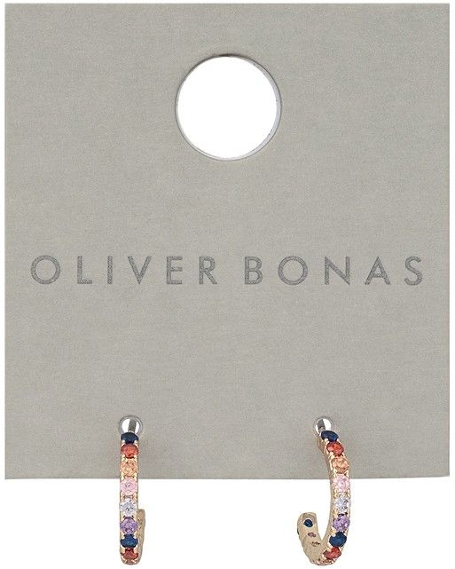 Reeve Rainbow Cubic Zirconia Inlay Hoop Earrings | Oliver Bonas